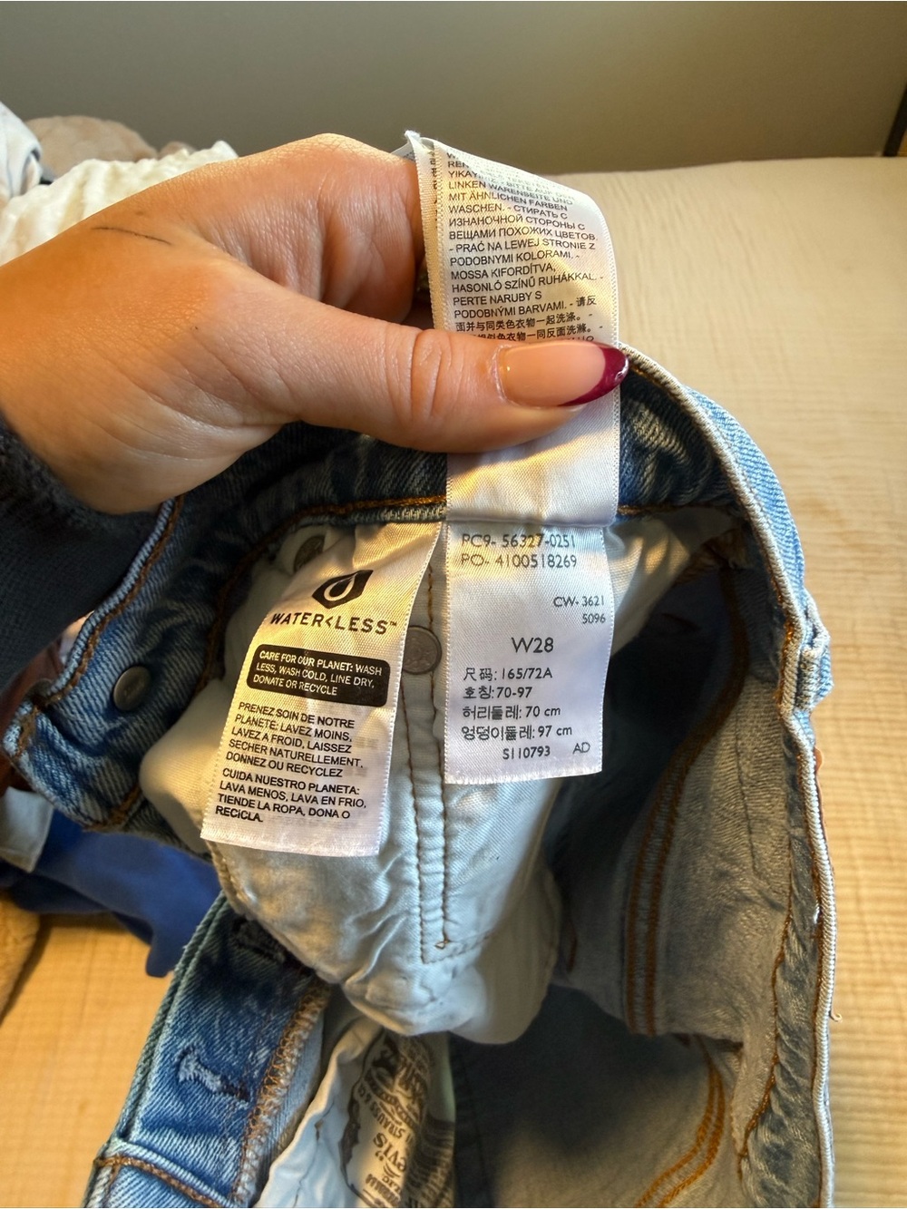 Levi's Light Blue Frayed Hem Denim Shorts - Picture 2 of 3